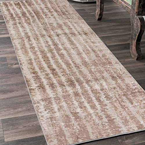 Mazovia Teppich Läufer Flur - Modern Teppichläufer – Kurzflor, Weich - für Vorzimmer Eingangsbereich Schlafzimmer Küche Korridor - Abstrakt Muster - 100 cm Breite - Beige Creme 100 x 225 cm von Mazovia