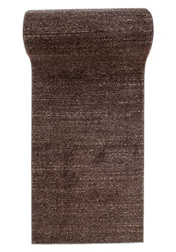 Mazovia Teppich Läufer Flur - Modern Teppichläufer - Kurzflor Flurläufer für Vorzimmer, Schlafzimmer, Küche - ÖKO-TEX Zertifiziert - Meterware - Braun - 90 x 300 cm von Mazovia