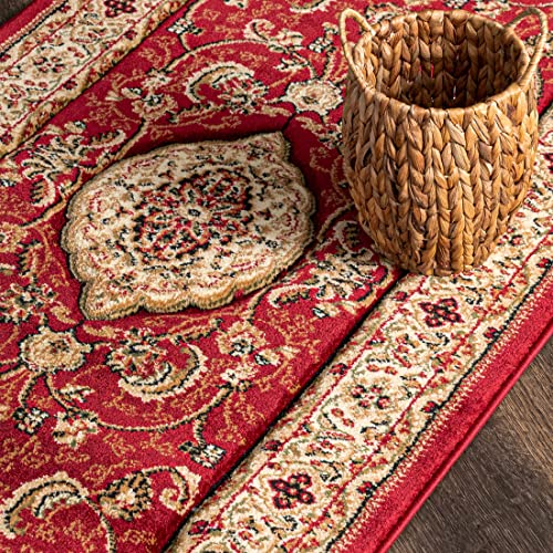 Mazovia Teppich Läufer Flur - Orientalisch Teppichläufer - Kurzflor Flurläufer für Vorzimmer, Schlafzimmer, Küche - ÖKO-TEX Zertifiziert - Meterware Rot - 80 x 200 cm von Mazovia