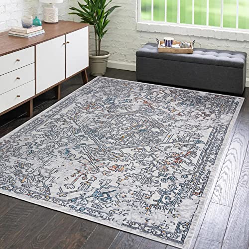 Mazovia Teppich - Orientalisch Vintage Muster - Weich Teppich für Wohnzimmer, Schlafzimmer, Esszimmer - ÖKO-TEX Wohnzimmerteppich – Kurzflorteppich Creme Bunt 160 x 230 cm von Mazovia