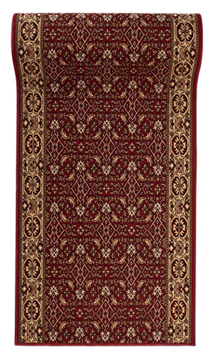 Mazovia rutschfest Teppich Läufer Flur - Klassisch Muster Teppichläufer - Kurzflor Flurläufer für Vorzimmer, Schlafzimmer, Küche - ÖKO-TEX Zertifiziert - Meterware Rot Bordeaux - 67 x 200 cm von Mazovia