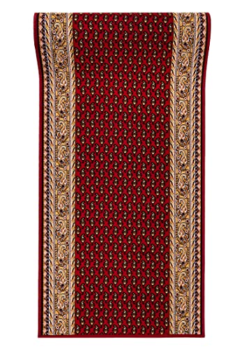 Mazovia rutschfest Teppich Läufer Flur - Klassisch Muster Teppichläufer - Kurzflor Flurläufer für Vorzimmer, Schlafzimmer, Küche - ÖKO-TEX Zertifiziert - Meterware Rot Bordeaux - 67 x 425 cm von Mazovia