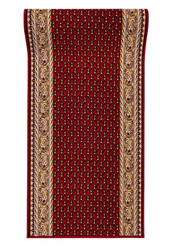 Mazovia rutschfest Teppich Läufer Flur - Klassisch Muster Teppichläufer - Kurzflor Flurläufer für Vorzimmer, Schlafzimmer, Küche - ÖKO-TEX Zertifiziert - Meterware Rot Bordeaux - 80 x 125 cm von Mazovia