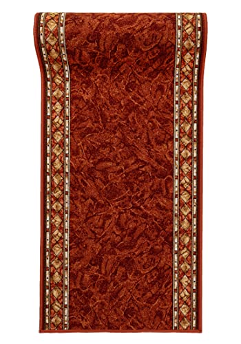 Mazovia rutschfest Teppich Läufer Flur - Klassisch Muster Teppichläufer - Kurzflor Flurläufer für Vorzimmer, Schlafzimmer - ÖKO-TEX Zertifiziert - Meterware Terracotta Rost - 67x300cm von Mazovia