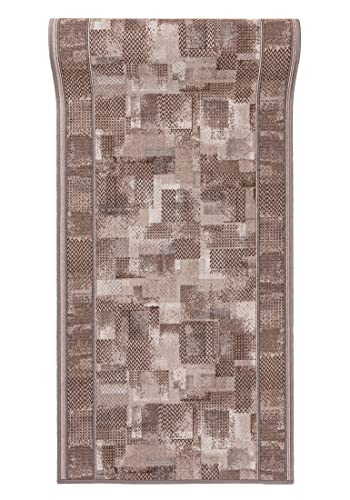 Mazovia rutschfest Teppich Läufer Flur - Modern Geometrische Muster Teppichläufer - Kurzflor Flurläufer für Vorzimmer, Schlafzimmer, Küche - ÖKO-TEX Zertifiziert - Meterware Beige - 100 x 250 cm von Mazovia