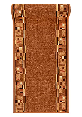 Mazovia rutschfest Teppich Läufer Flur - Modern Geometrische Muster Teppichläufer - Kurzflor Flurläufer für Vorzimmer, Schlafzimmer, Küche - ÖKO-TEX Zertifiziert - Meterware Beige - 67 x 500 cm von Mazovia
