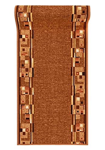 Mazovia rutschfest Teppich Läufer Flur - Modern Geometrische Muster Teppichläufer - Kurzflor Flurläufer für Vorzimmer, Schlafzimmer, Küche - ÖKO-TEX Zertifiziert - Meterware Beige - 80 x 125 cm von Mazovia