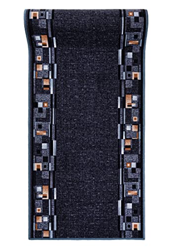 Mazovia rutschfest Teppich Läufer Flur - Modern Geometrische Muster Teppichläufer - Kurzflor Flurläufer für Vorzimmer, Schlafzimmer, Küche - ÖKO-TEX Zertifiziert - Meterware Grau - 67 x 300 cm von Mazovia