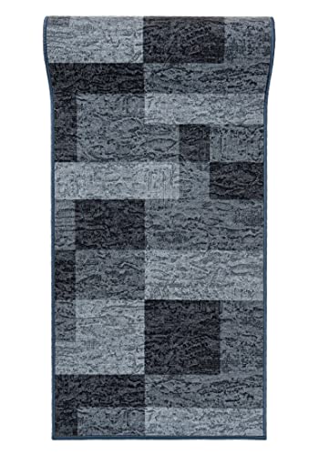 Mazovia rutschfest Teppich Läufer Flur - Modern Geometrische Muster Teppichläufer - Kurzflor Flurläufer für Vorzimmer, Schlafzimmer, Küche - ÖKO-TEX Zertifiziert - Meterware Grau - 80 x 225 cm von Mazovia