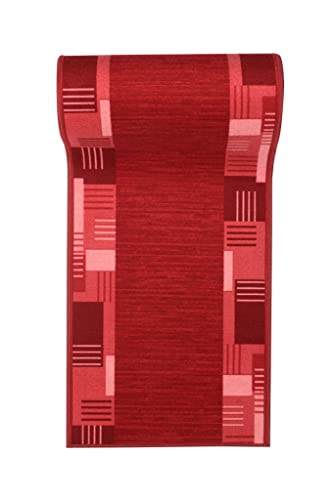 Mazovia rutschfest Teppich Läufer Flur - Modern Muster Teppichläufer - Kurzflor Flurläufer für Vorzimmer, Schlafzimmer, Küche - ÖKO-TEX Zertifiziert - Meterware Rot 67 x 275 cm von Mazovia