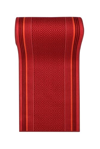 Mazovia rutschfest Teppich Läufer Flur - Modern Muster Teppichläufer - Kurzflor Flurläufer für Vorzimmer, Schlafzimmer, Küche - ÖKO-TEX Zertifiziert - Meterware Rot 67 x 725 cm von Mazovia