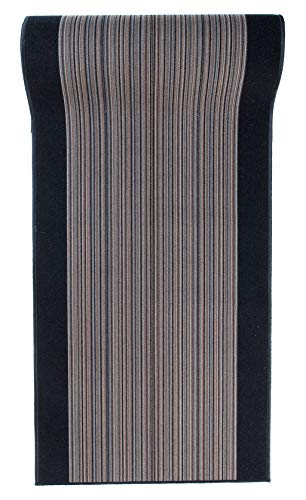 Mazovia rutschfest Teppich Läufer Flur - Modern Streifen Muster Teppichläufer - Kurzflor Flurläufer für Vorzimmer, Schlafzimmer, Küche - ÖKO-TEX Zertifiziert - Meterware Grau - 80 x 800 cm von Mazovia