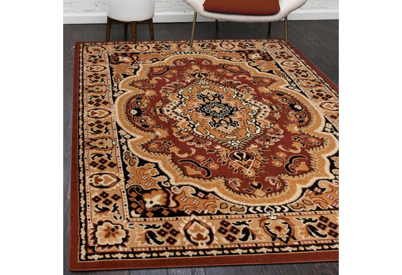 Orientteppich Orientalisch Vintage Teppich Kurzflor Wohnzimmerteppich Braun, Mazovia, 60 x 100 cm, Fußbodenheizung, Allergiker geeignet, Farbecht, Pflegeleicht von Mazovia