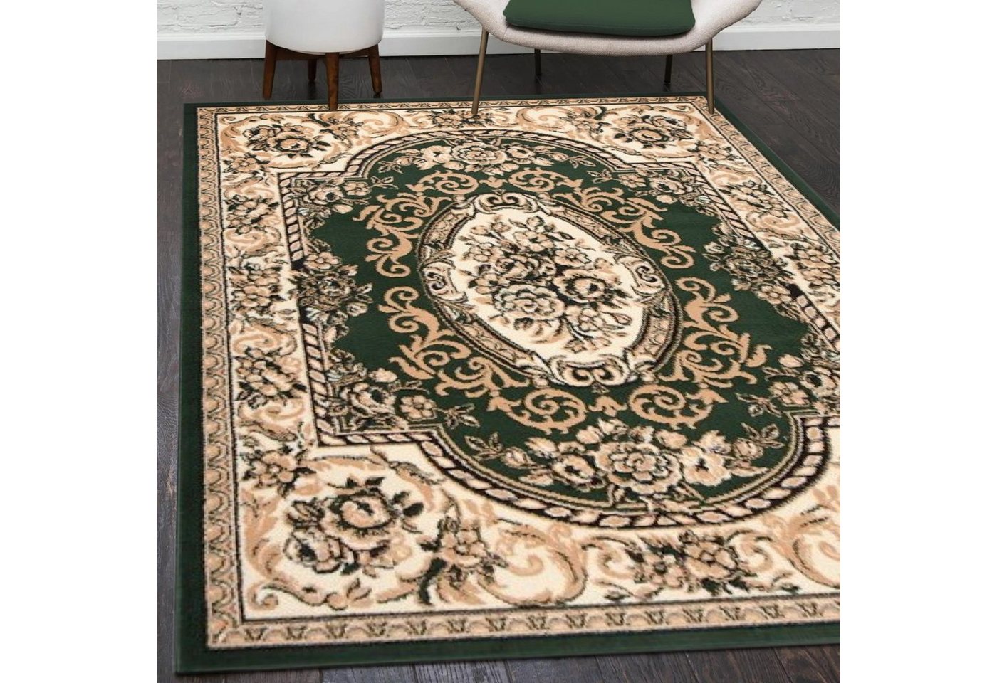 Orientteppich Orientalisch Vintage Teppich Kurzflor Wohnzimmerteppich Grün, Mazovia, 60 x 100 cm, Fußbodenheizung, Allergiker geeignet, Farbecht, Pflegeleicht von Mazovia