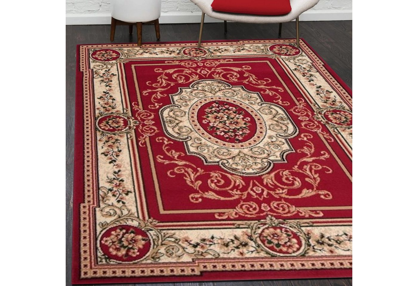 Orientteppich Orientalisch Vintage Teppich Kurzflor Wohnzimmerteppich Rot, Mazovia, 60 x 100 cm, Fußbodenheizung, Allergiker geeignet, Farbecht, Pflegeleicht von Mazovia