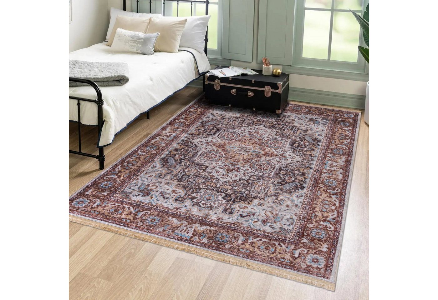 Mazovia Orientteppich Orientalisch Vintage Teppich Traditioneller Orient Teppich, 120 x 170 cm, Kurflor, Waschbar in Waschmaschine, Höhe 5 mm, Rutschfest Mazovia Orientteppich Orientalisch Vintage Teppich Traditioneller Orient Teppich, 120 x 170 cm, Kurflor, Waschbar in Waschmaschine, Höhe 5 mm, Rutschfest von Mazovia