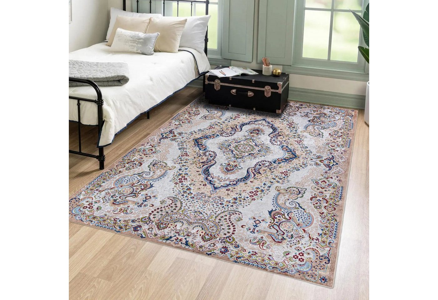 Orientteppich Orientalisch Vintage Teppich Traditioneller Orient Teppich, Mazovia, 80 x 150 cm, Kurflor, Waschbar in Waschmaschine, Höhe 5 mm, Rutschfest von Mazovia