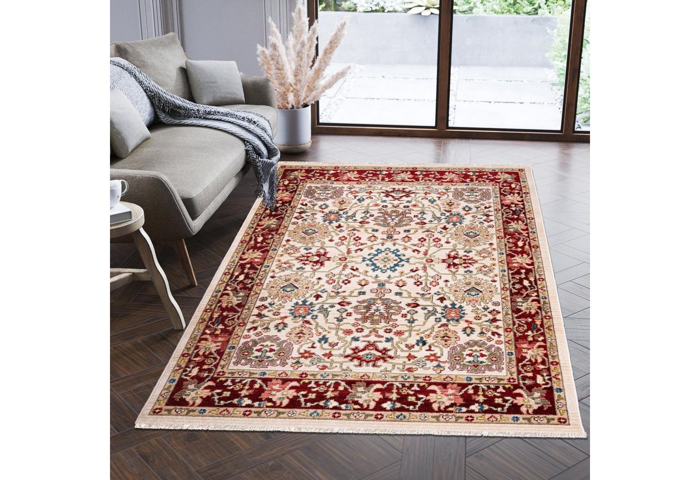 Orientteppich Oriente Teppich - Traditioneller Teppich Orient Creme Rot, Mazovia, 120 x 170 cm, Geeignet für Fußbodenheizung, Pflegeleicht, Wohnzimmerteppich von Mazovia