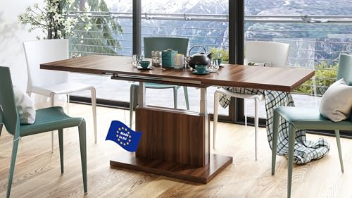 Mazzoni Aston Couchtisch ausziehbar höhenverstellbar 120/200cm in Nussbaum modern vielseitig Wohnzimmertisch Esstisch Beistelltisch Sofatisch platzsparend hochwertig Wohnzimmer von Mazzoni