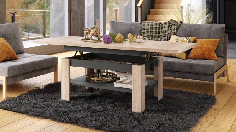 Mazzoni Couchtisch Design Rio stufenlos höhenverstellbar 55 - 67cm ausziehbar 130 - 170cm von Mazzoni