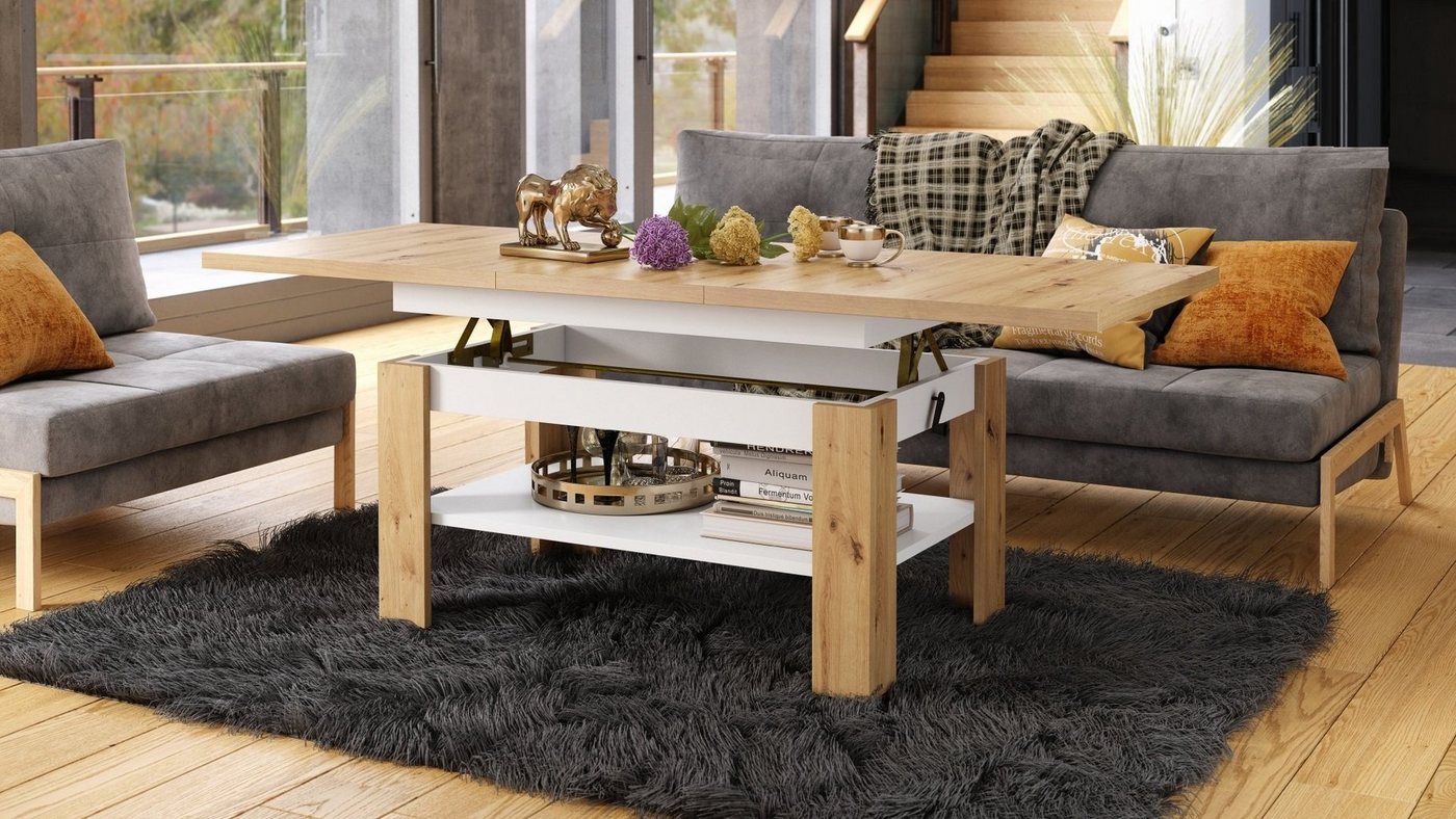 Mazzoni Couchtisch Design Rio stufenlos höhenverstellbar 55 - 67cm ausziehbar 130 - 170cm von Mazzoni