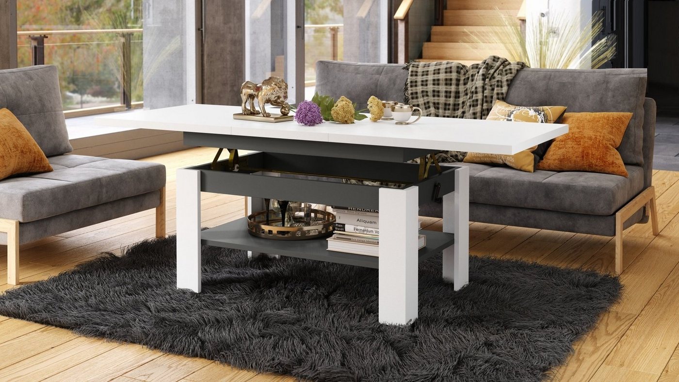 Mazzoni Couchtisch Design Rio stufenlos höhenverstellbar 55 - 67cm ausziehbar 130 - 170cm von Mazzoni