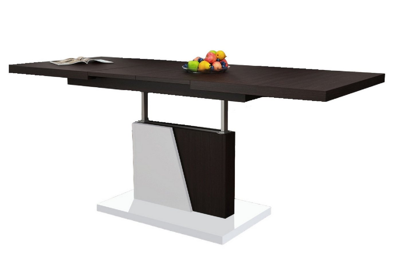 Mazzoni Couchtisch Grand Noir Walnuss Wenge / Weiß höhenverstellbar ausziehbar 120-180cm von Mazzoni