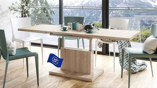 Mazzoni Aston Couchtisch ausziehbar höhenverstellbar 120/200cm in Sonoma Eiche modern vielseitig Wohnzimmertisch Esstisch Beistelltisch Sofatisch platzsparend hochwertig Wohnzimmer von Mazzoni