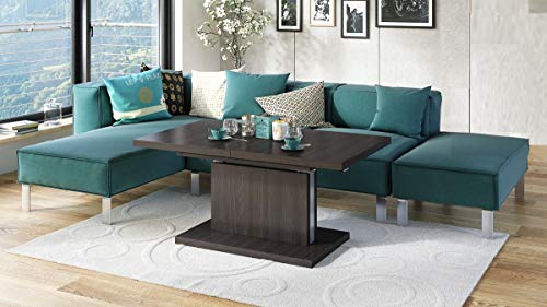 Mazzoni Design Couchtisch Tisch Aston stufenlos höhenverstellbar ausziehbar 120 bis 200cm Esstisch (Walnuss Wenge) von Mazzoni