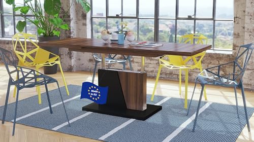 Mazzoni Grand Noir Couchtisch ausziehbar höhenverstellbar 120/180cm in Nussbaum/Schwarz matt modern vielseitig Wohnzimmertisch Esstisch Beistelltisch Sofatisch platzsparend hochwertig Wohnzimmer von Mazzoni