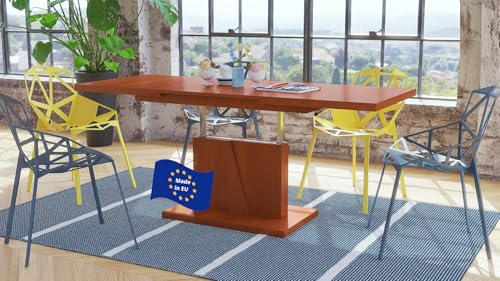 Mazzoni Grand Noir Couchtisch ausziehbar höhenverstellbar 120/180cm in Kirschbaum modern vielseitig Wohnzimmertisch Esstisch Beistelltisch Sofatisch platzsparend hochwertig Wohnzimmer von Mazzoni