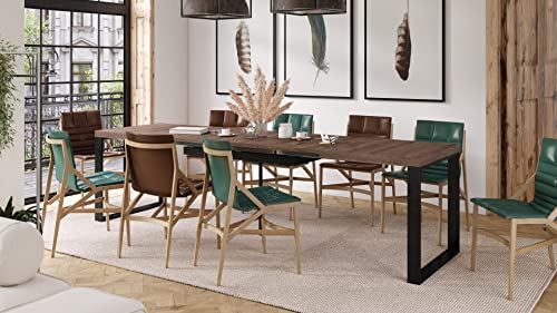 Mazzoni Design Esstisch Avari Tisch ausziehbar 120 bis 270 cm, Farbe:Eiche dunkel - Schwarz matt von Mazzoni