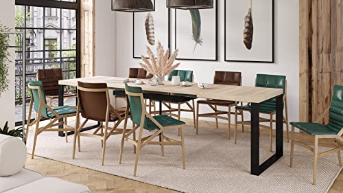 Mazzoni Design Esstisch Avari Tisch ausziehbar 120 bis 270 cm, Farbe:Sonoma Eiche - Schwarz matt von Mazzoni