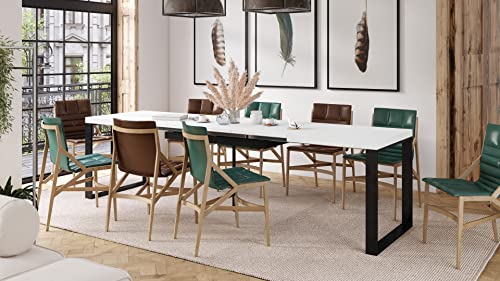 Mazzoni Design Esstisch Avari Tisch ausziehbar 120 bis 270 cm, Farbe:Weiß matt - Schwarz matt von Mazzoni