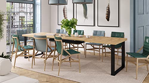 Mazzoni Design Esstisch Avella Tisch ausziehbar 160 bis 310 cm, Farbe:Eiche Artisan - Schwarz matt von Mazzoni
