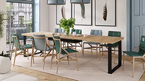 Mazzoni Design Esstisch Avella Tisch ausziehbar 160 bis 310 cm, Farbe:Eiche Gold - Schwarz matt von Mazzoni