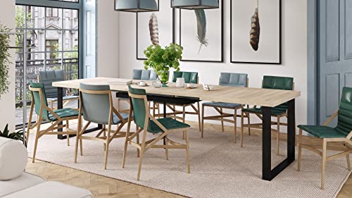 Mazzoni Design Esstisch Avella Tisch ausziehbar 160 bis 310 cm, Farbe:Sonoma Eiche - Schwarz matt von Mazzoni