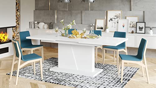Mazzoni Design Esstisch Tisch Noble Noir ausziehbar 160 bis 218 cm, Farbe:Weiß matt von Mazzoni