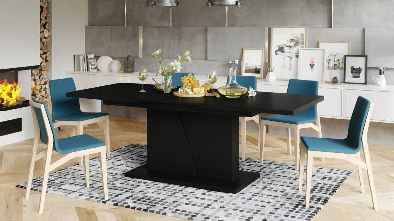 Mazzoni Esstisch Design Esstisch Tisch Noble Noir ausziehbar 160 bis 218 cm von Mazzoni