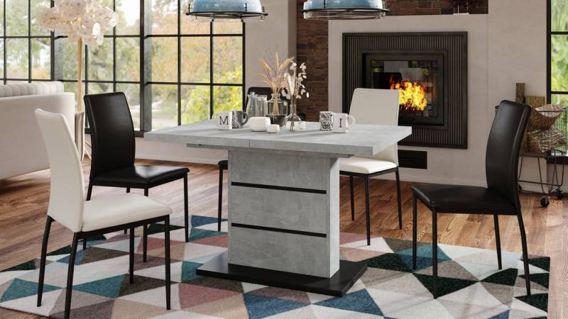 Mazzoni Esstisch Design Piano Tisch Beton Schwarz ausziehbar 120 - 200 cm von Mazzoni