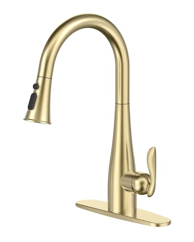 Küchenarmaturen mit herausziehbarem Sprühkopf, Einloch, Edelstahl, goldfarben von Mbillion