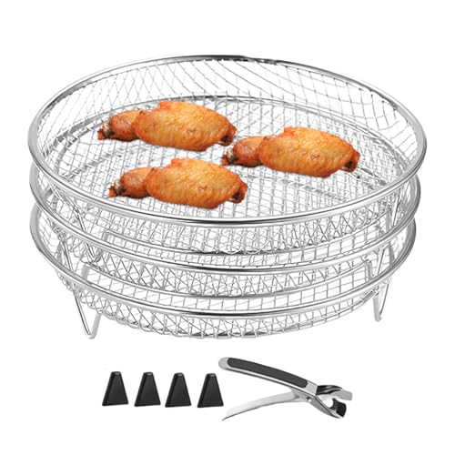 Air Fryer Drahtgitter | 3x stapelbares Edelstahlgrill -Netzhalter | Küchenwerkzeug, Kochständer zum Dämpfen des Kühltrocknens von Mbiyhgta