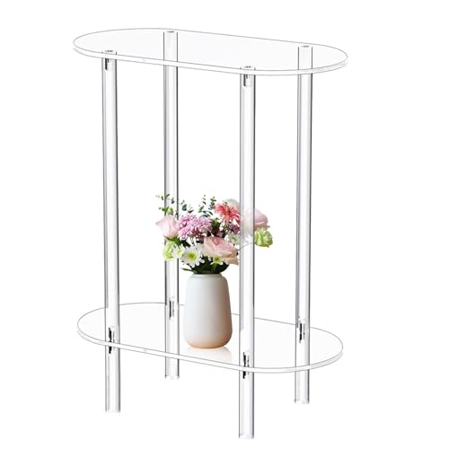 Beistelltisch aus transparentem Acryl - Kleiner Beistelltisch aus transparentem Acryl, ovaler Beistelltisch aus transparentem Acryl | Nachttisch aus transparentem Acryl, kleiner Tisch Beistelltisch aus transparentem Acryl - Kleiner Beistelltisch aus transparentem Acryl, ovaler Beistelltisch aus transparentem Acryl | Nachttisch aus transparentem Acryl, kleiner Tisch von Mbiyhgta