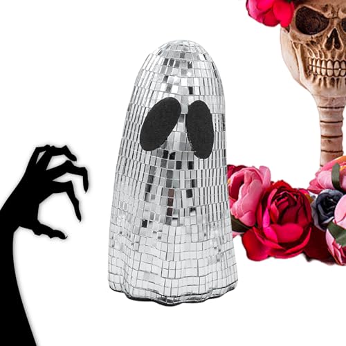 Disco Ball Ghost - Halloween Kernstück Party, Glitzer Ghost Desk Schild, abgestufte Tablettschmuck Festlichkeit Display | Funkelnde Halloween -Wohnkultur für Kamin -Mantelszenen von Mbiyhgta