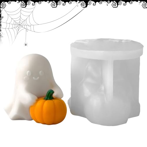 Ghost Siliconform - Kürbisflexible Silikonform, einfache Freisetzung flexibler Tablett, langlebige Ghost -Crafting -Backprojekte | Halloween -Kunsthandwerk perfekt für Seife Schokoladenwachskerzen Zem von Mbiyhgta