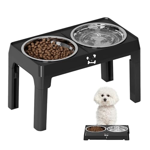 Hundebestelle - Stahlhundschalen, Trinkwasserfuttermittel | Haustier Doppelschüssel Heben Trinkwasser -Feeder Haustier Anti -TIPP -Beinhals, Wasserfutterheime Pet Height Trinkfuttermittel für Katzen von Mbiyhgta