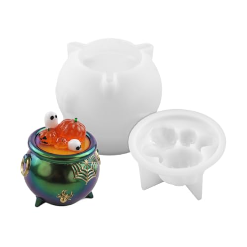 Mbiyhga Halloween Silikonform | Halloween Cauldron Statue Epoxy Harzform, multifunktionales Handwerksprojekt wiederverwendbarer Schimmel für Anfänger Kinder Fachkräfte Erwachsene von Mbiyhgta