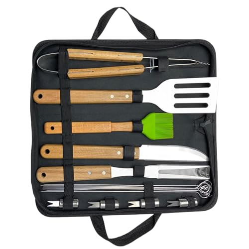 Mbiyhgta Grill Werkzeug Set,16-teiliges Grill-Set - Tragbares Outdoor-Grillzubehör Für Männer Und Frauen Garten Camping Picknick von Mbiyhgta