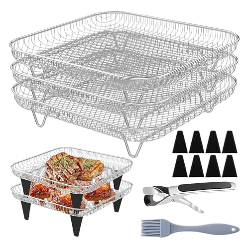 Mbiyhgta Luftfritöse Korb - 20 Cm Quadratisches Zubehör Set | Stapelbarer Korb Antihaft Edelstahl 13 Teile Zum Braten Backen Grillen Fleisch Toast Mbiyhgta Luftfritöse Korb - 20 Cm Quadratisches Zubehör Set | Stapelbarer Korb Antihaft Edelstahl 13 Teile Zum Braten Backen Grillen Fleisch Toast von Mbiyhgta