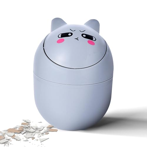 Mbiyhgta Mini-Mülleimer für den Schreibtisch, Lovely Cat Mini-Mülleimer, Abfallbehälter mit Schüttel-Deckel, geruchsdichter Abfalleimer für Nachttisch, Schreibtisch von Mbiyhgta